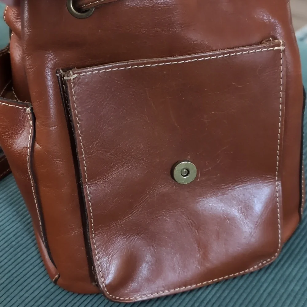 EUC Patricia Nash Heritage Aberdeen Leather Backpack Purse Brown - Picture 9 of 14